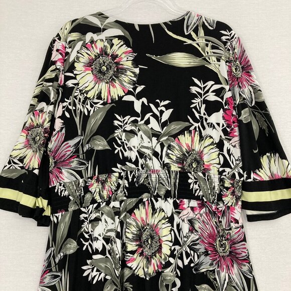 INC International Concepts Floral Wrap Stretch Knit Asymmetric Hem Midi Dress 2X - Picture 6 of 11